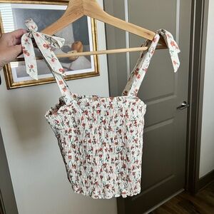 Abercrombie peach print tie strap tank